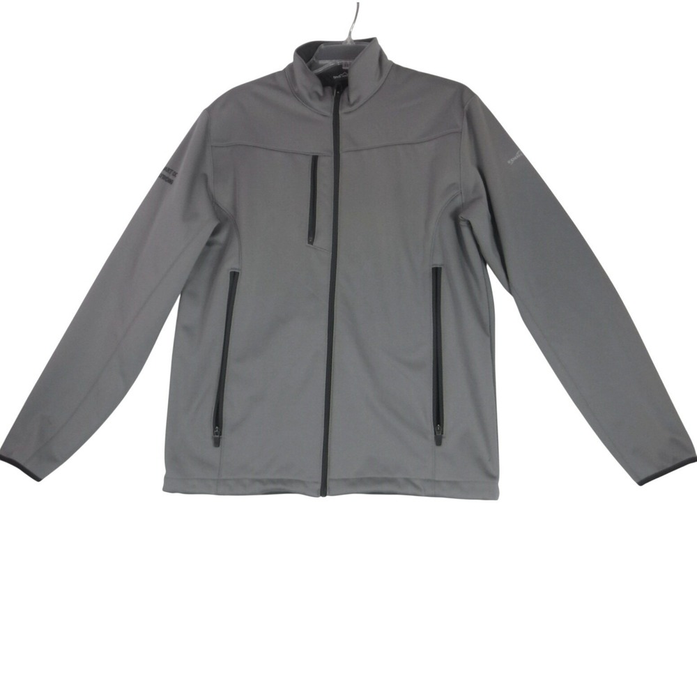Eddie Bauer Jacket Men Medium Gray Weather Resist Soft Shell Zip "Walmart" Logo
